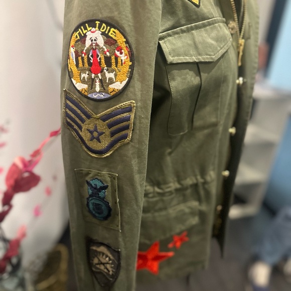 Zadig & Voltaire Olive Utility Jacket with Embroidered Patches - Picture 2 of 5